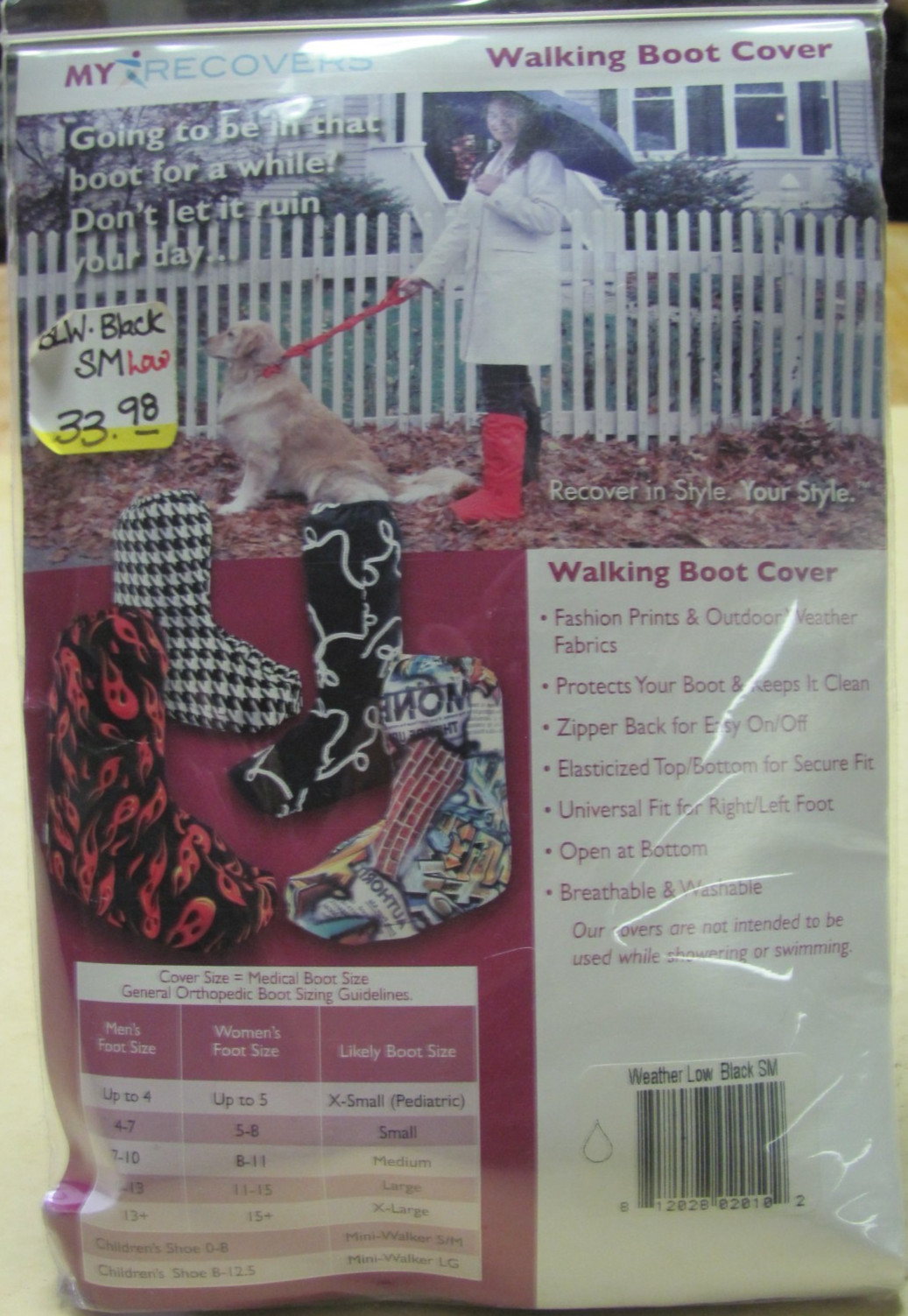 My Recovers Low Black Reusable/Washable Walking Boot Cover – Small (New)