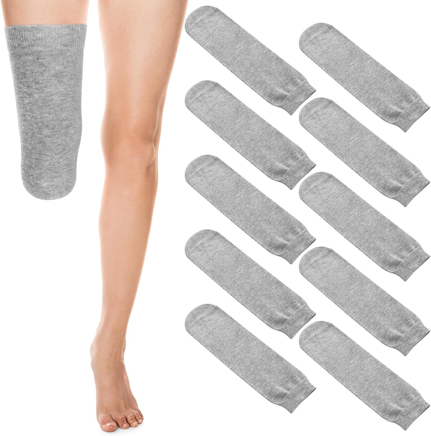 Prosthetic Socks for Men – 10 pcs Gray Cotton Socks for Amputee Comfort Healt…