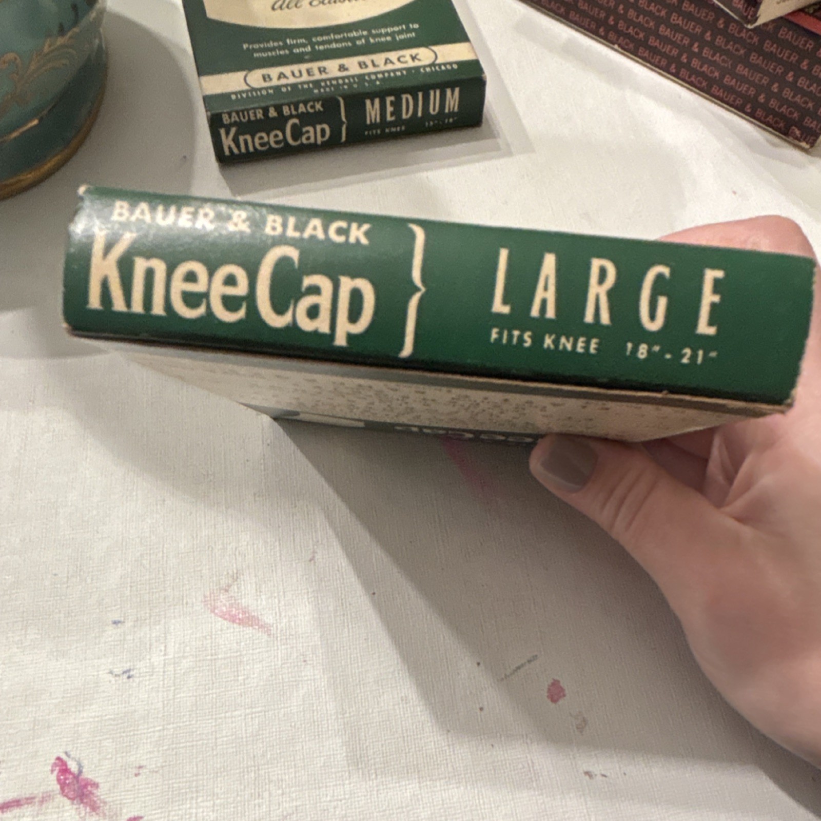 Vintage Bauer & Black KneeCap Seamless Elastic Knee Support Brace Box Medium