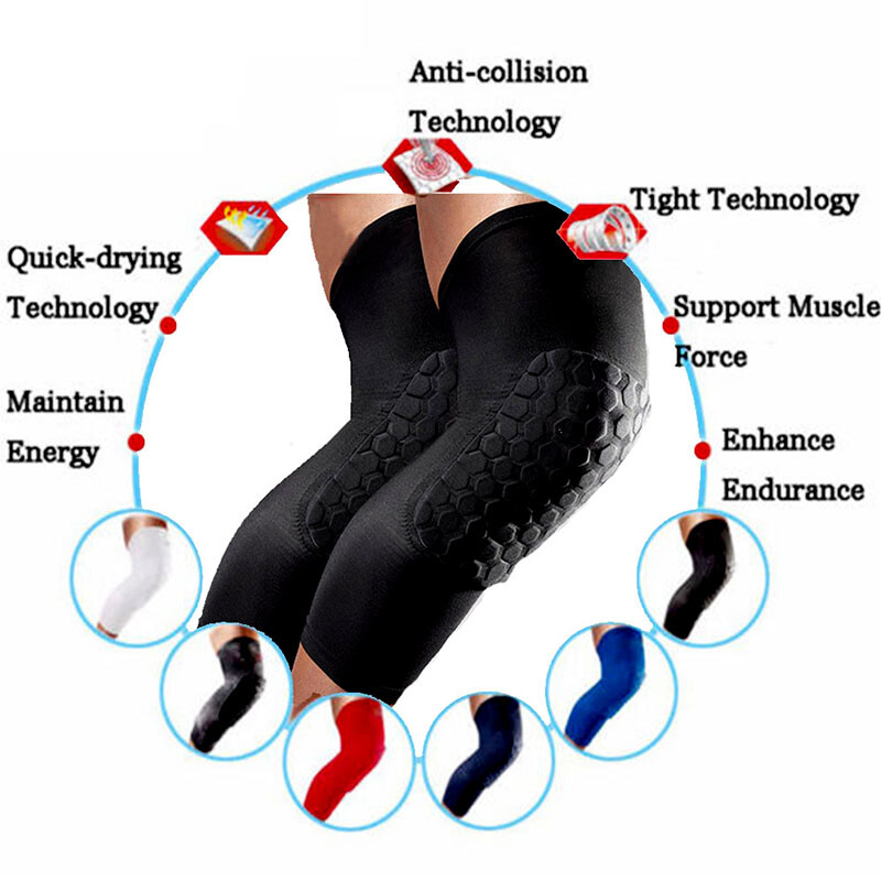 Leg Sleeves Extended Compression Support Knee Brace Basketball Pads Pain Guard