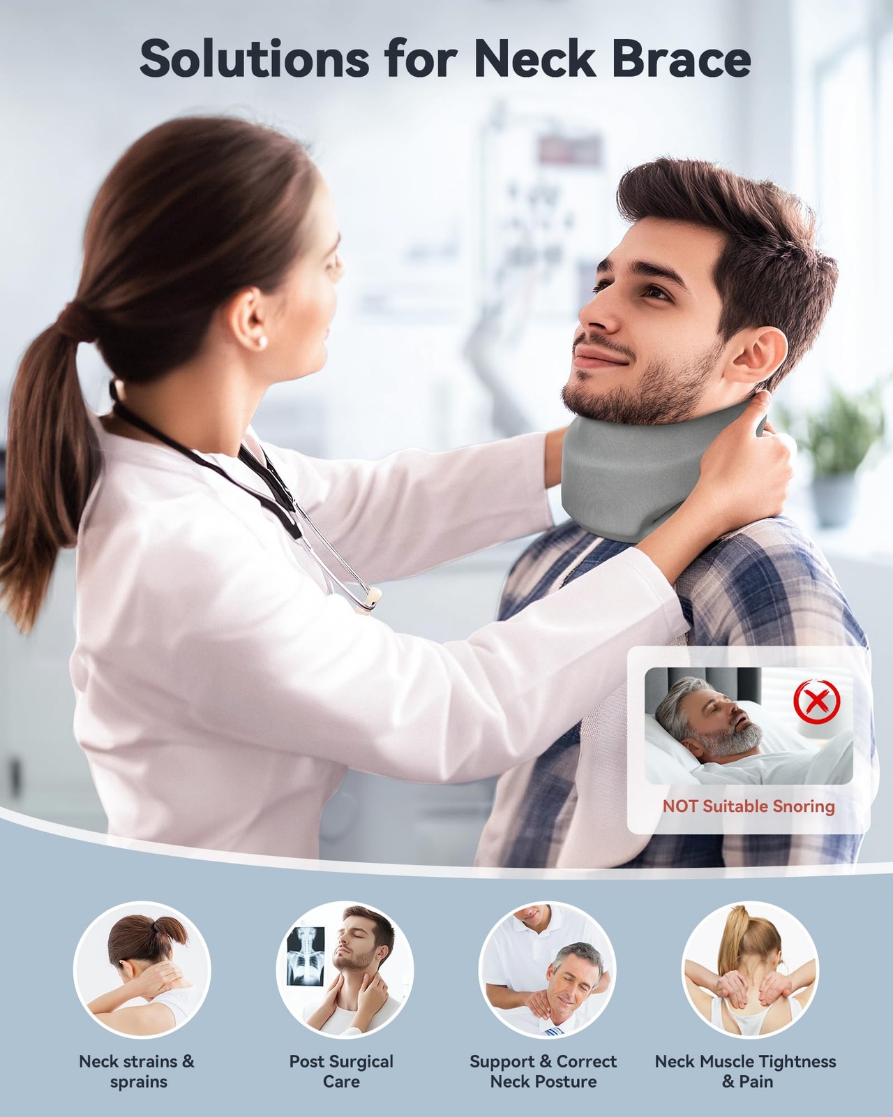 Neck Brace Cervical Collar – Neck Support Brace for Sleeping, Soft Foam Wraps…