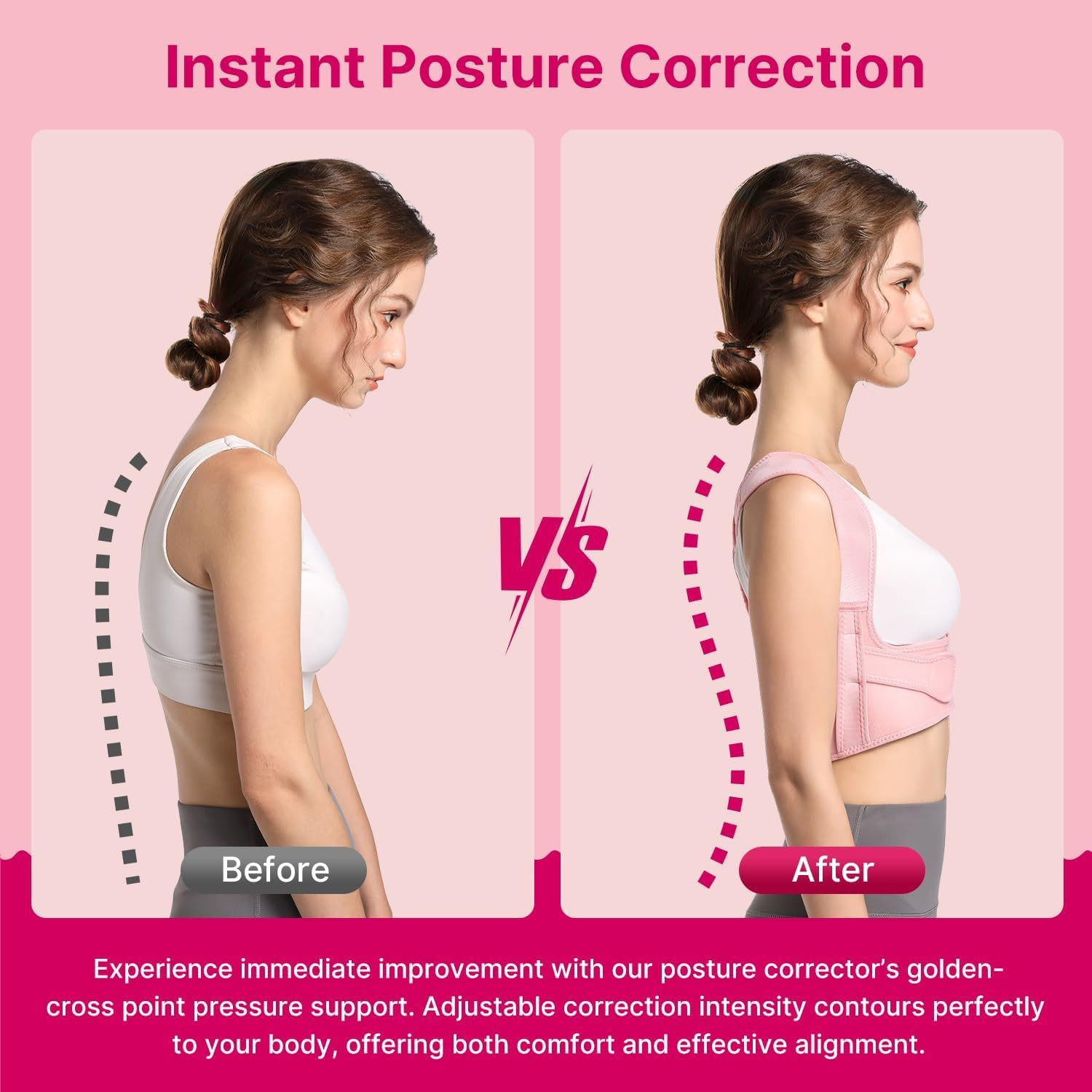 Posture Corrector for Women: Adjustable Lightweight Upper Back Brace for Neck Sh