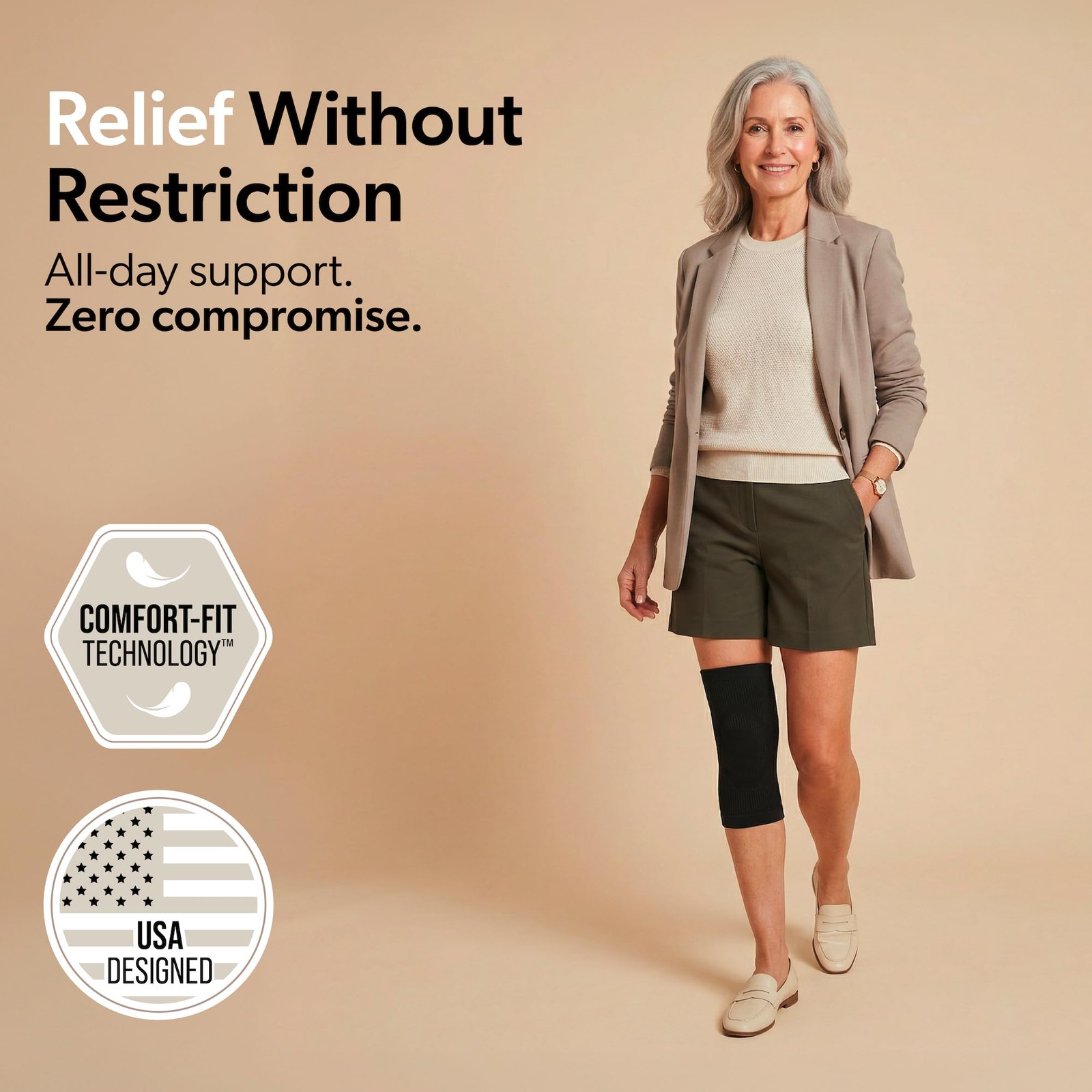 BraceAbility Knee Compression Sleeve for Women and Men – Medium, Black