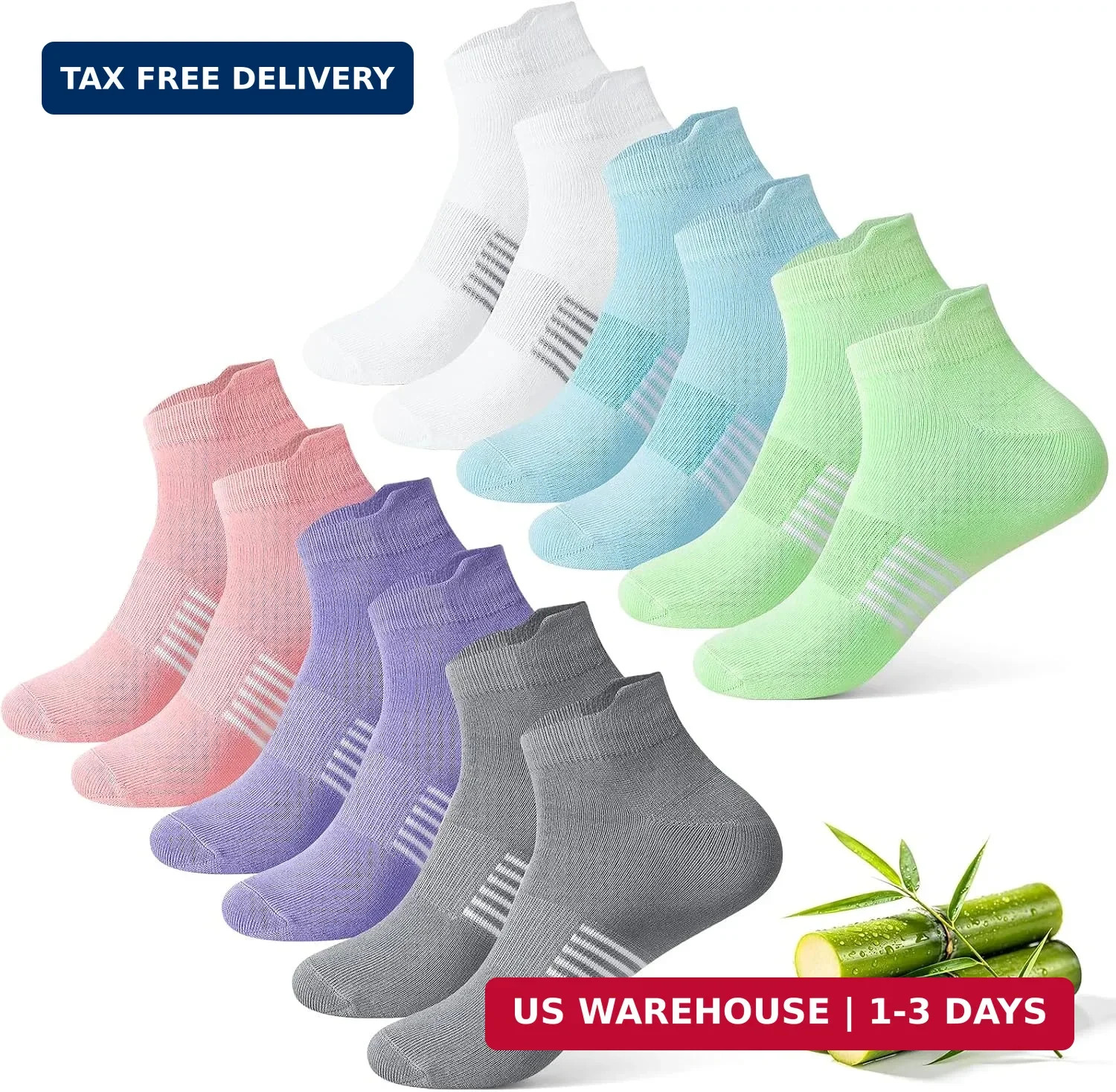 6 Pairs Thin Breathable Bamboo Ankle Socks for Women | Cooling Moisture Wicking