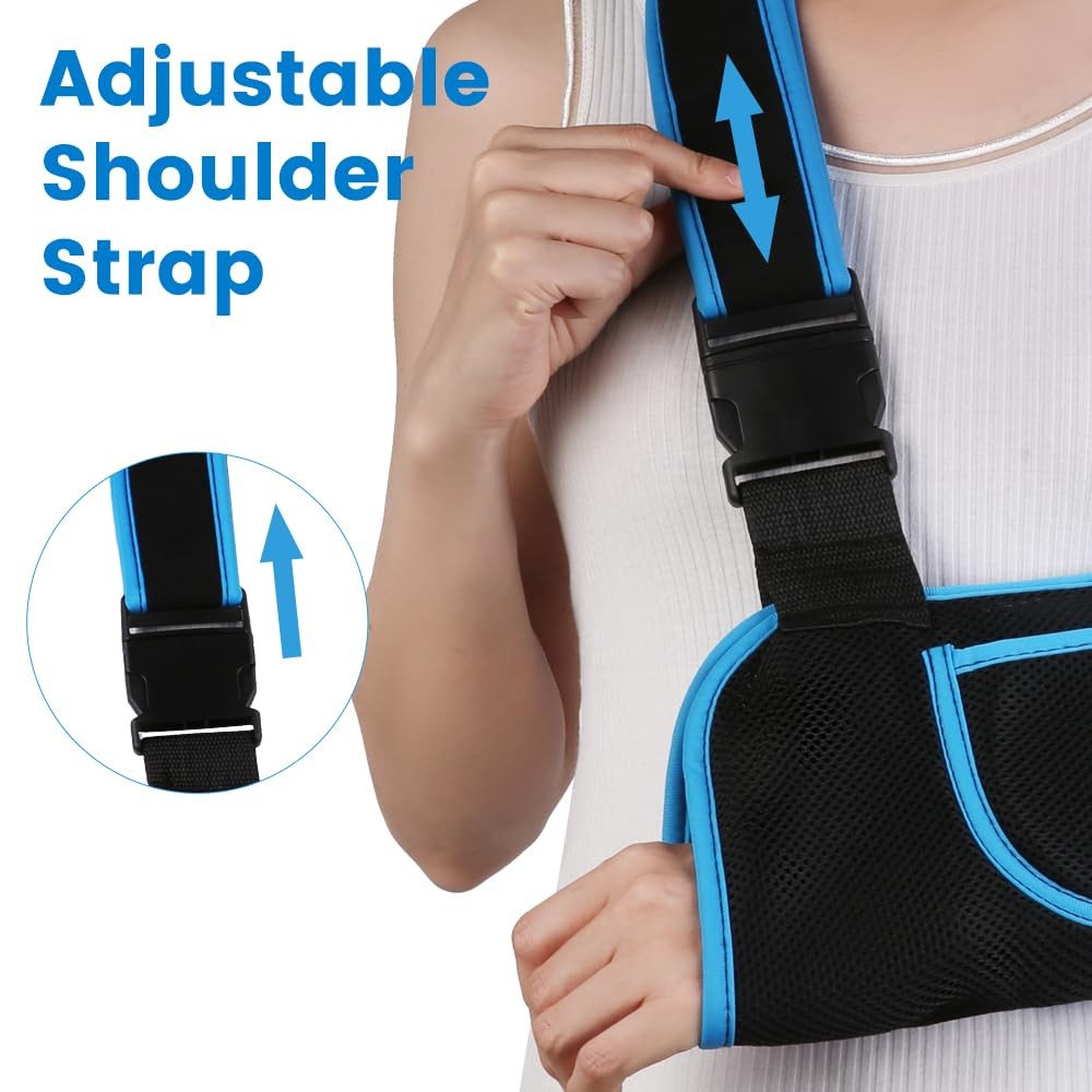 Arm Sling, Lightweight & Breathable Medical Sling with M (Middle), Blue