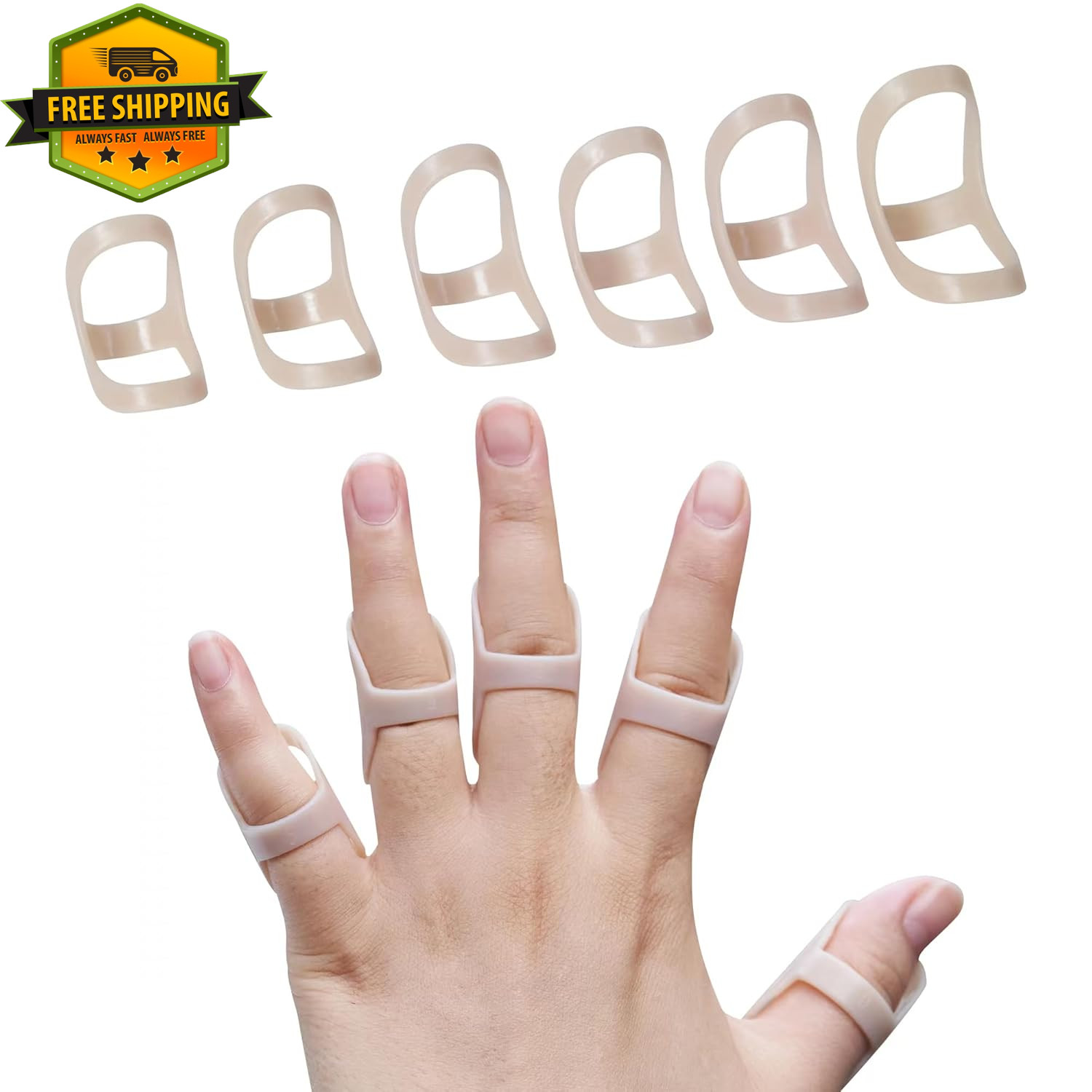 6 Pack Oval Finger Splints Waterproof for Arthritis Trigger Mallet Finger Thumb