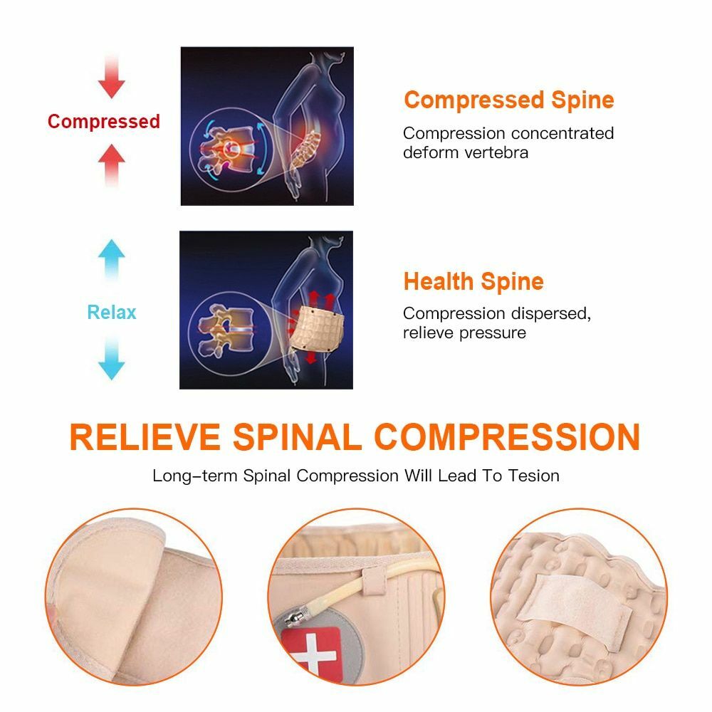 Lumbar Support Decompression Waist Air Traction Brace Spinal Back Relief Belt