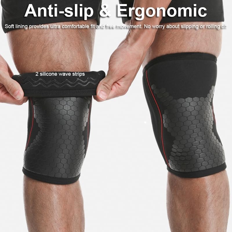 Knee Compression Sleeves for Men Women Weightlifting Knee Sleeves, 7mm Neopre…