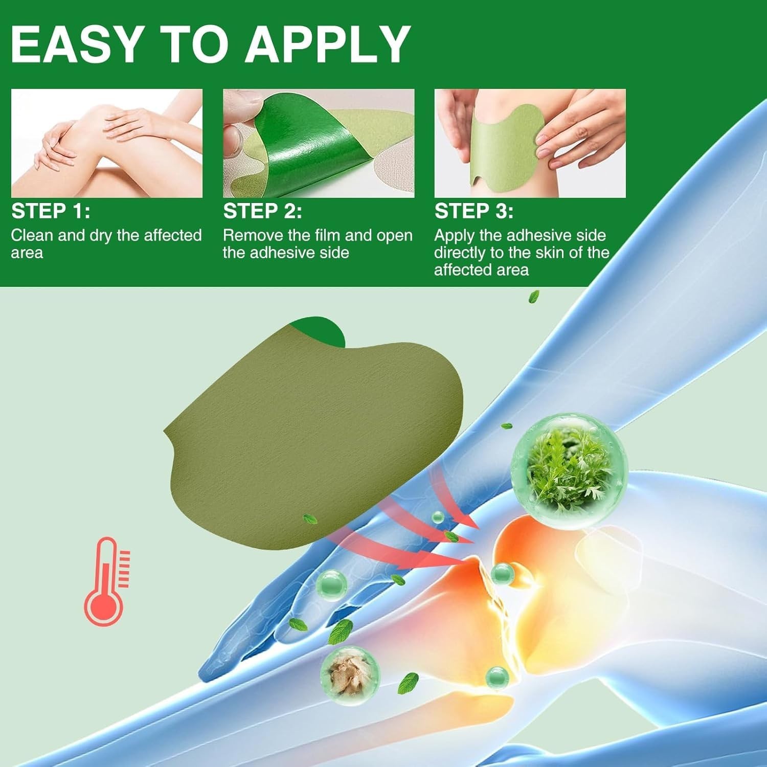 Herbal Pain Relief Patches – 20 Knee Pain Patches (Specially Designed for Knee
