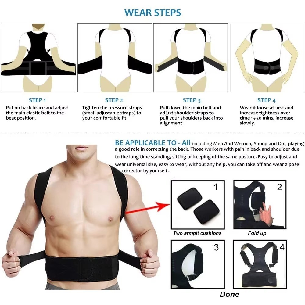 Back Brace Posture Corrector Magnetic Lumbar Back Support Belt Men-Women