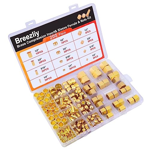 1/4″, 3/8″, 5/16″, 1/2″ OD Brass Compression 200 pcs, 1/4″, 5/16″, 3/8″, 1/2″