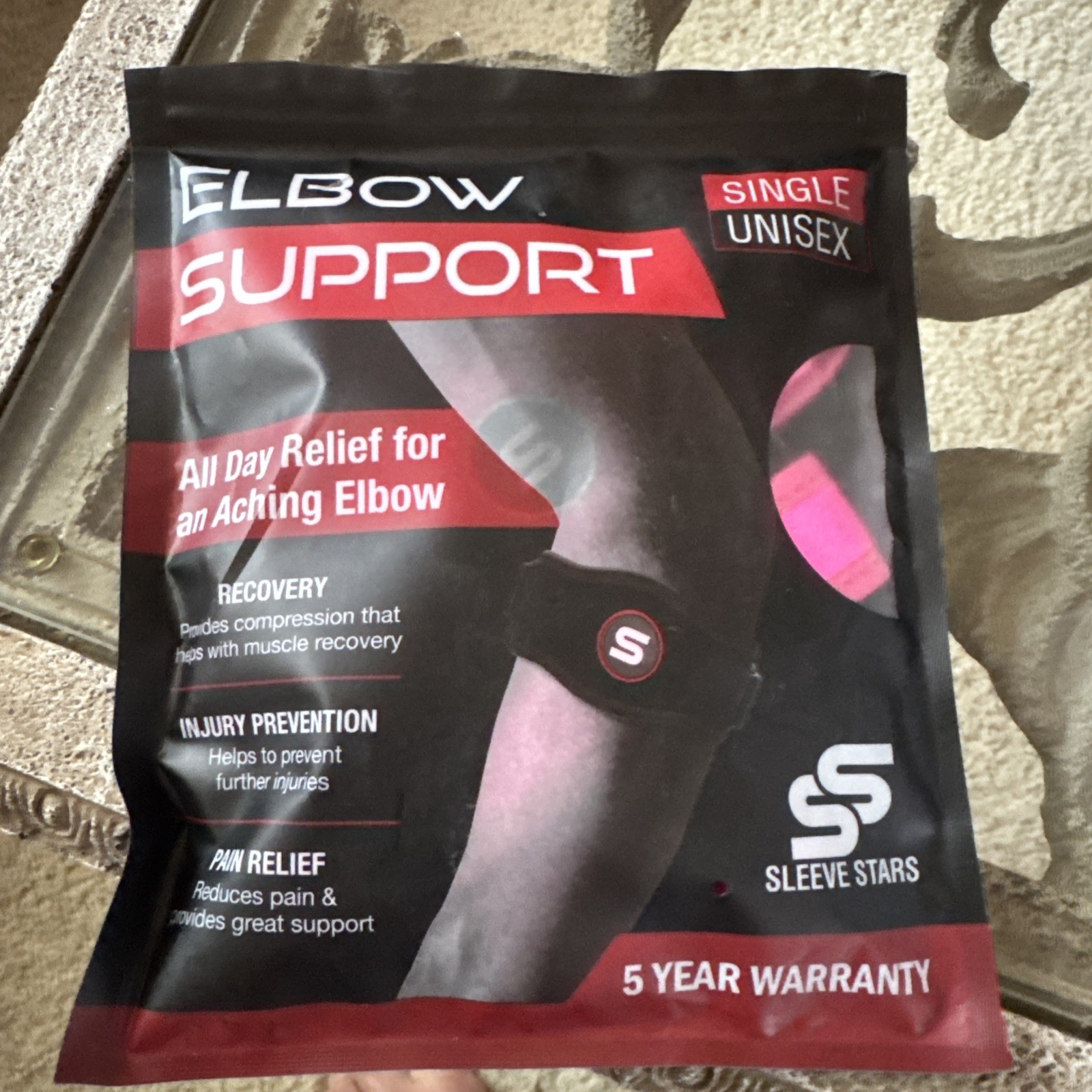 Sleeve Stars Tennis Elbow Brace for Men & Women, Tendonitis, Fits 9″-23″ Pink