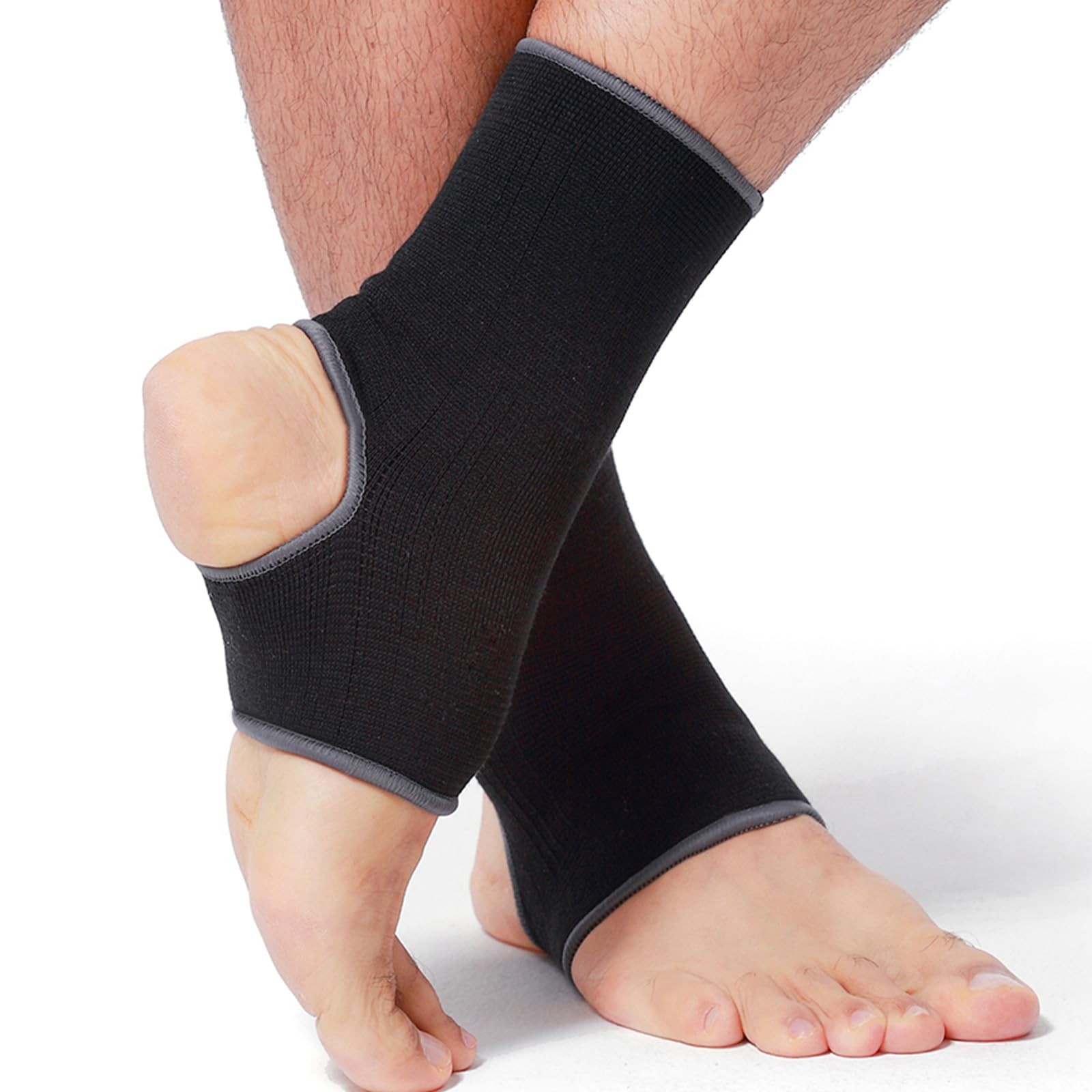 NeoTech Care Ankle Support Sleeve – Open Heel, Light, Medium (1 Pair), Black
