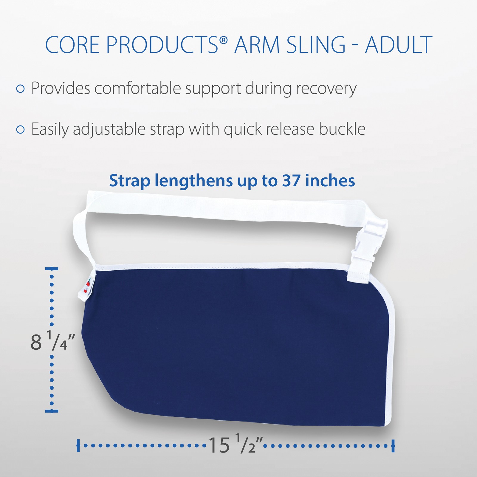 Core Products Deep Pocket Envelope Arm Sling Blue Adjustable Durable Washable