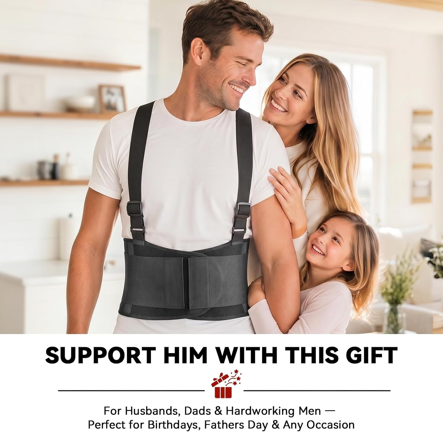 X-Large Adjustable Work Back Brace for Lower Back Pain Relief and Support