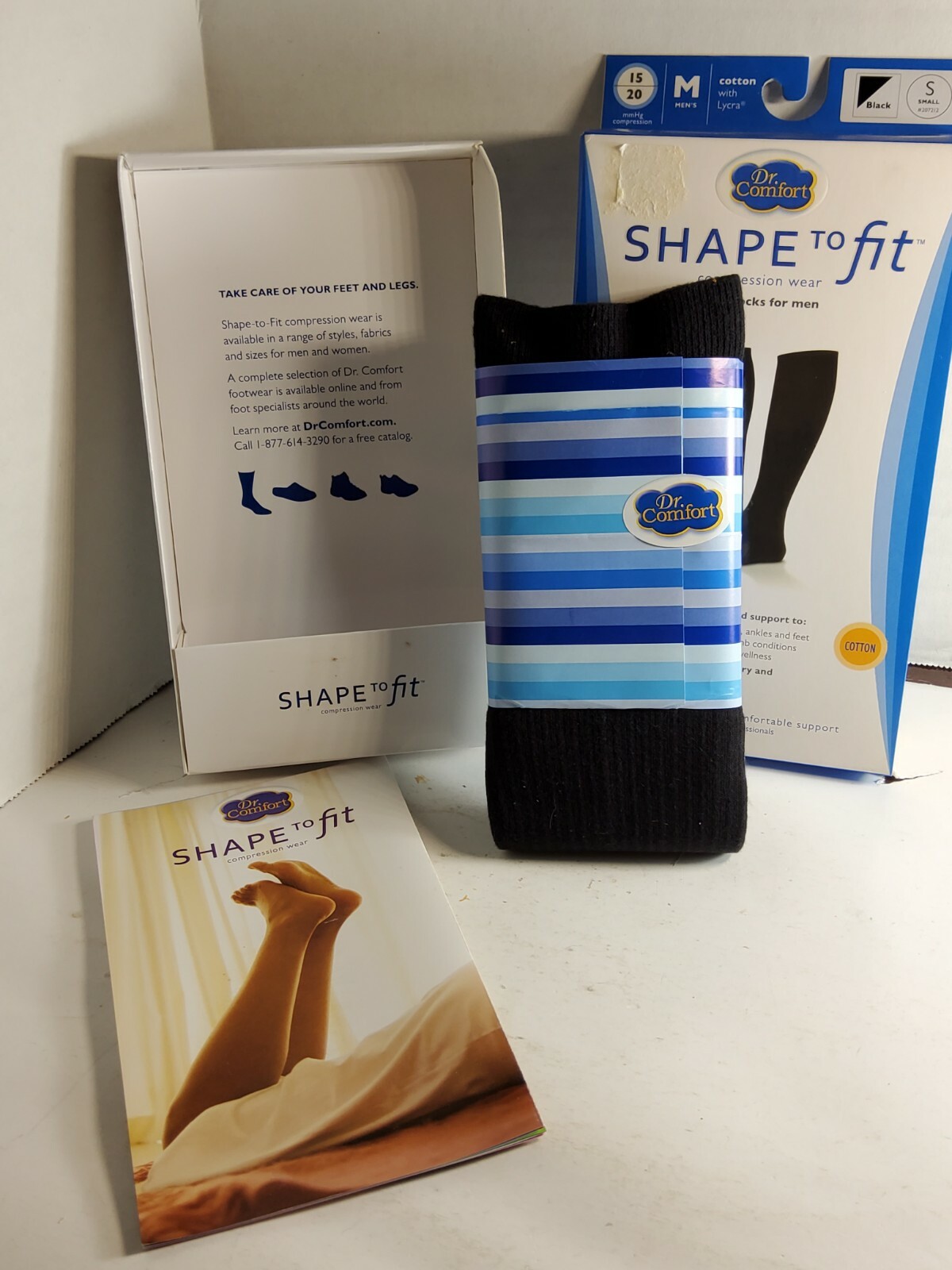 Dr. Comfort Mens 15-20 mmhg Shape to Fit Compression Dress Socks – Small – Black