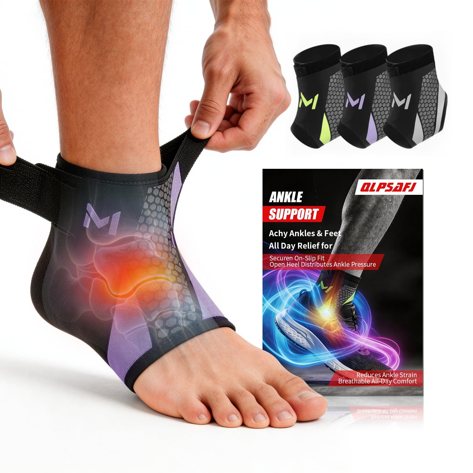 2-Pack Ankle Brace Pro Lace up Anklepro Support Women Men Purple