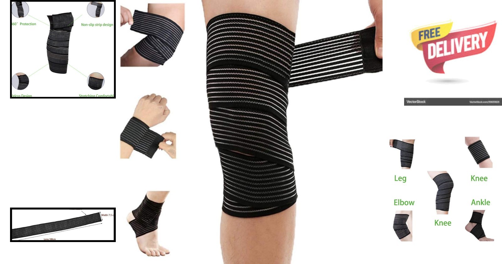 Adjustable Compression Knee Wrap Bandage for Basketball, Running, and Sports