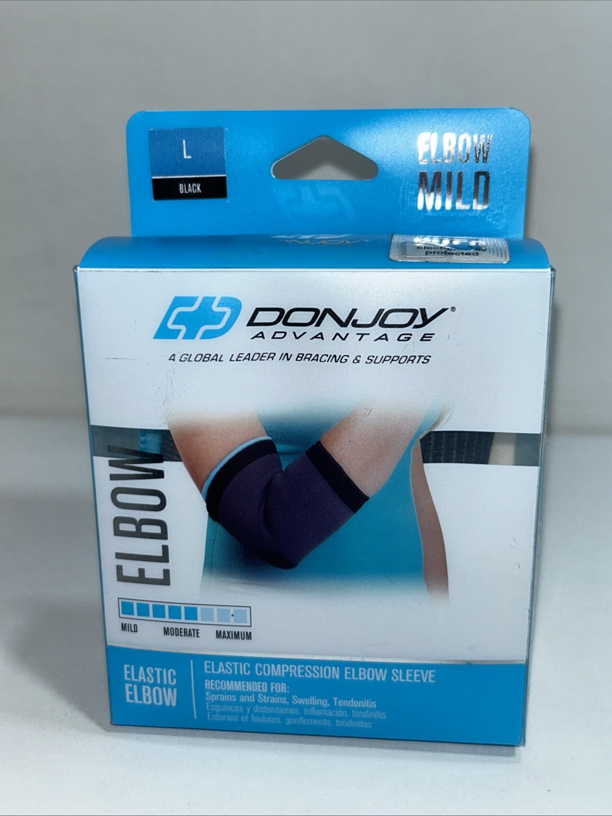 New Donjoy Advantage Large Black Mild Elbow Elastic Compression Sleeve