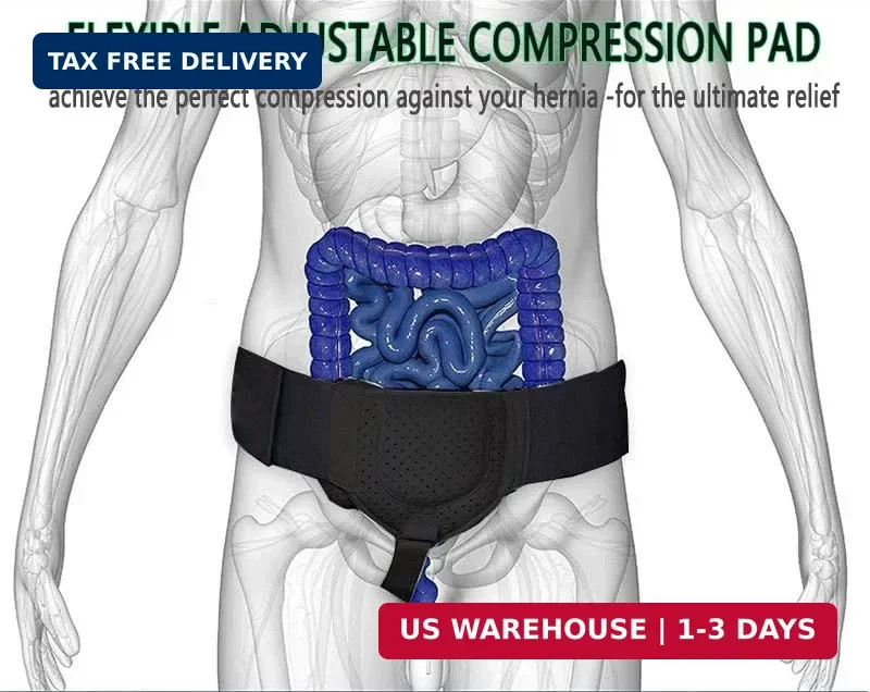 Adjustable Hernia Belt Truss for Men and Women – 30″ to 55″ Waist Support with R