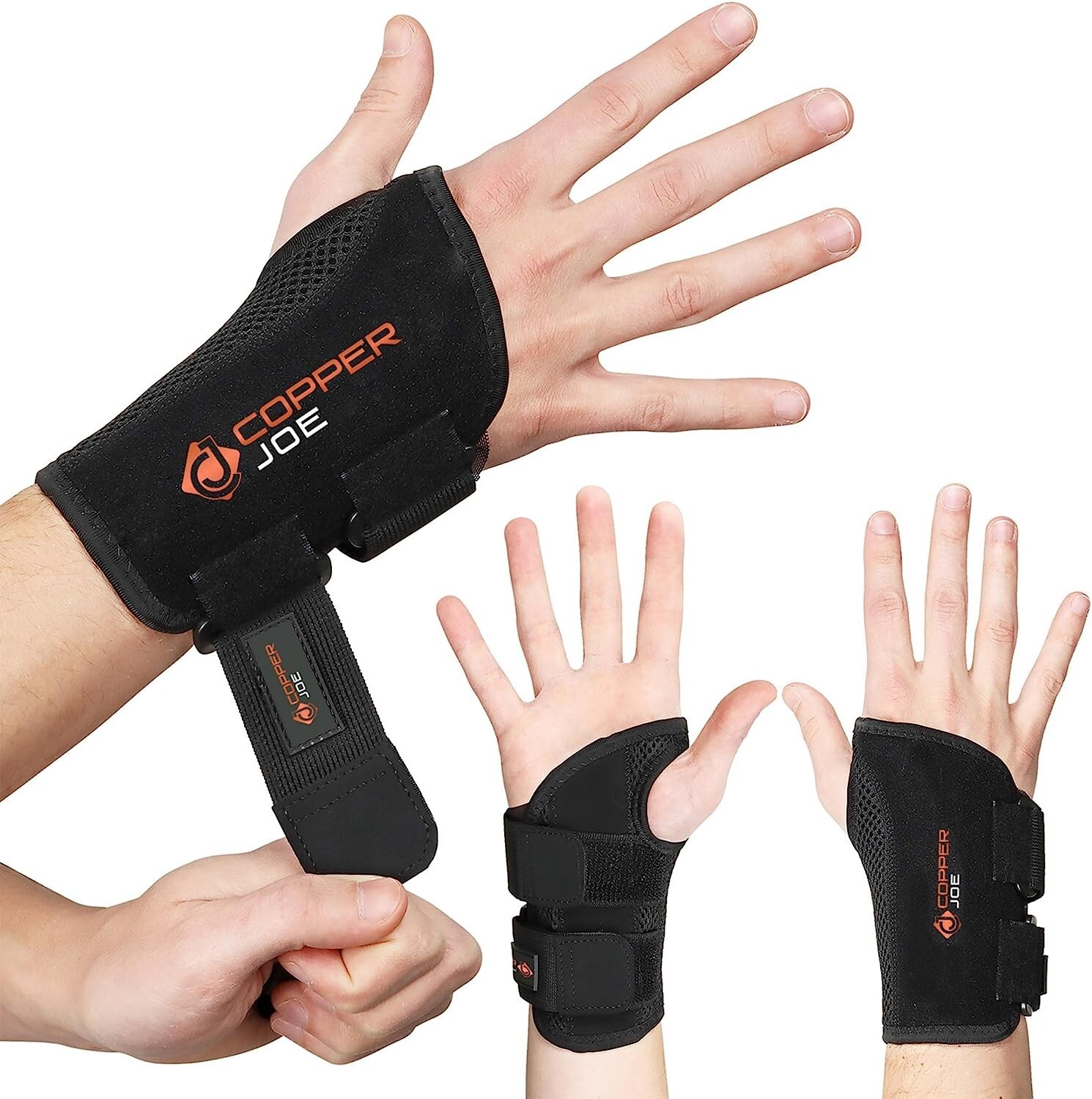 Copper Joe Carpal Tunnel Wrist Brace for Day and Night Support Right hand S/M
