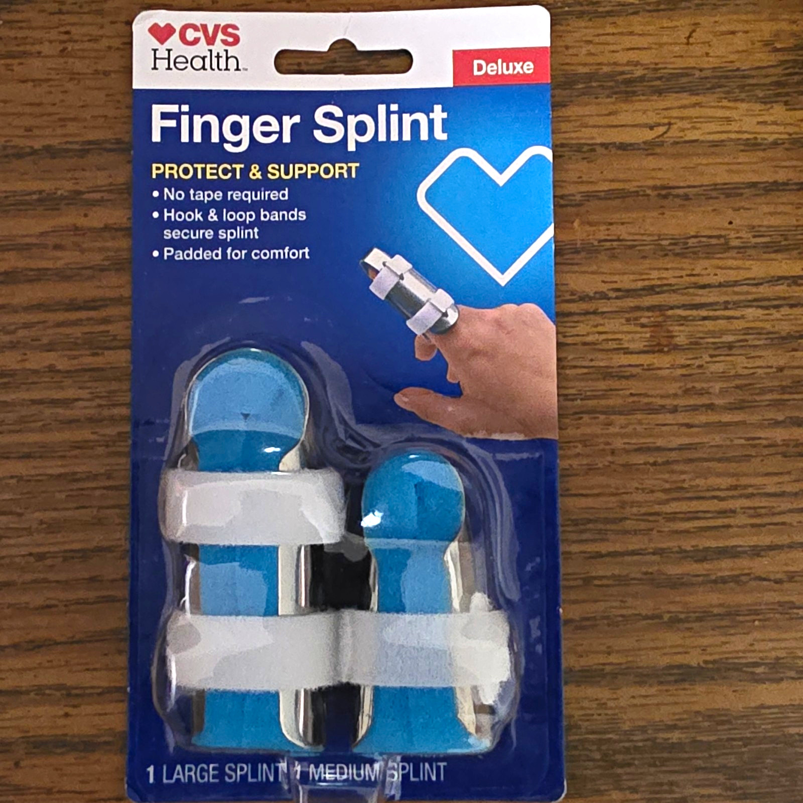 CVS Health Deluxe Finger Splint Protect & Support Adjustable Padded L+M