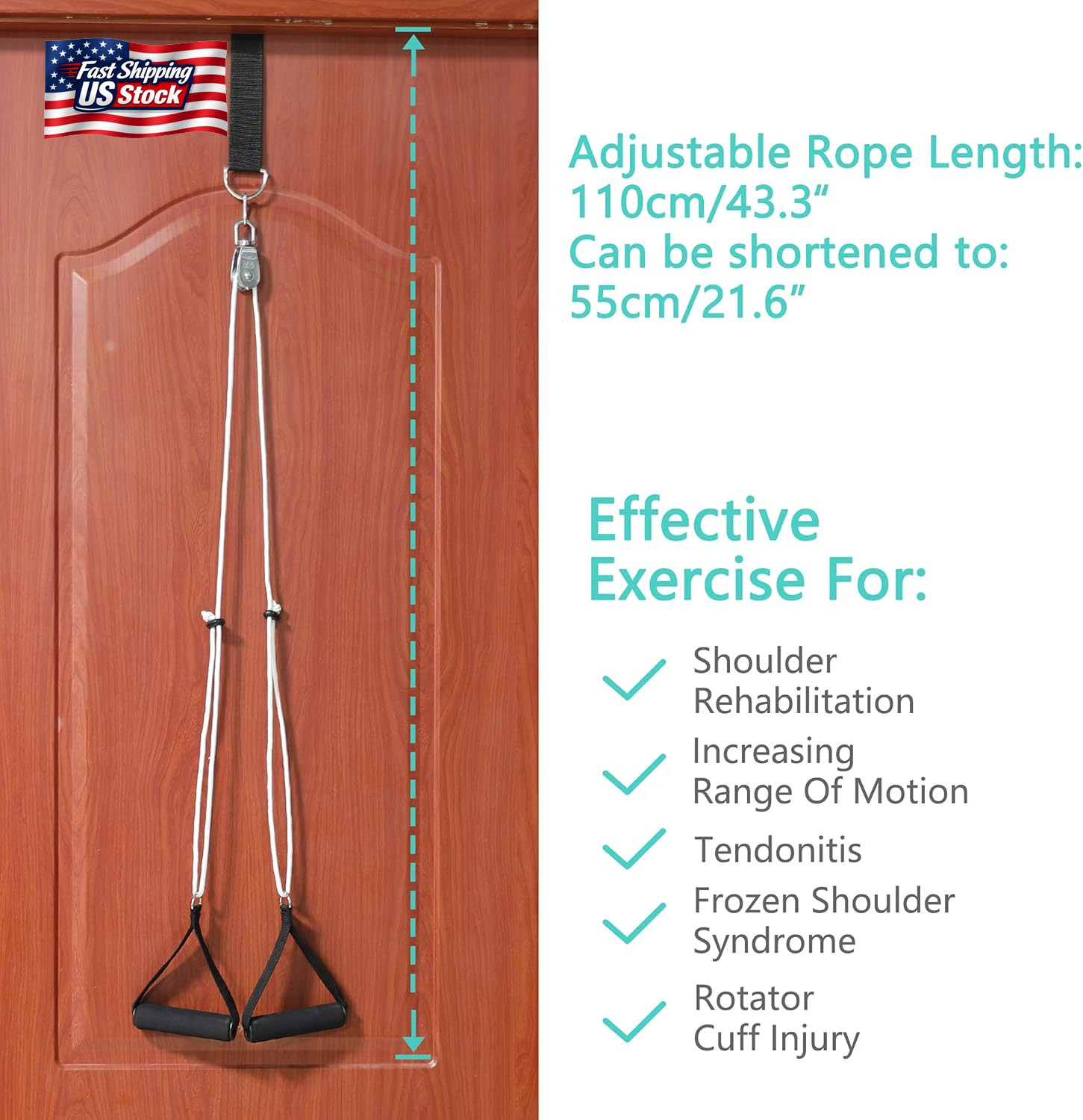 Shoulder Pulley, over the Door Pulley System for Shoulder Rehab, Shoulder Exerci