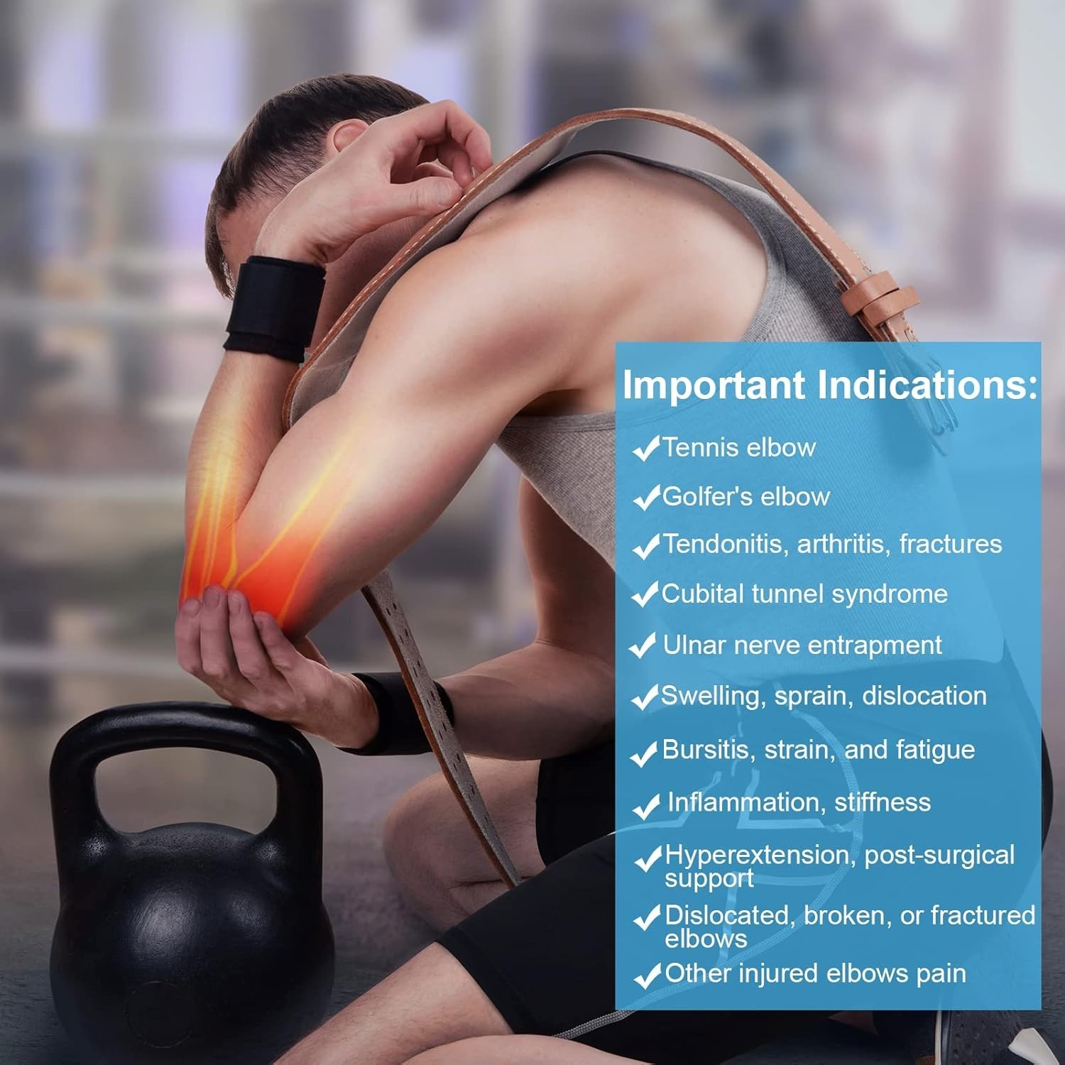 Elbow Brace Strap Tendinitis Golf Tennis With Removable Spring Splints Support