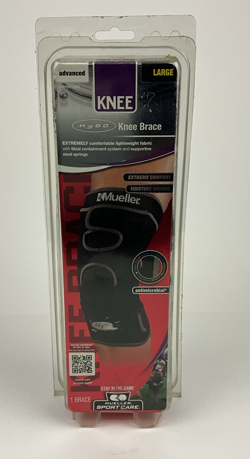 Mueller Large HG80 Knee Brace Moisture Knicking Antibacterial New