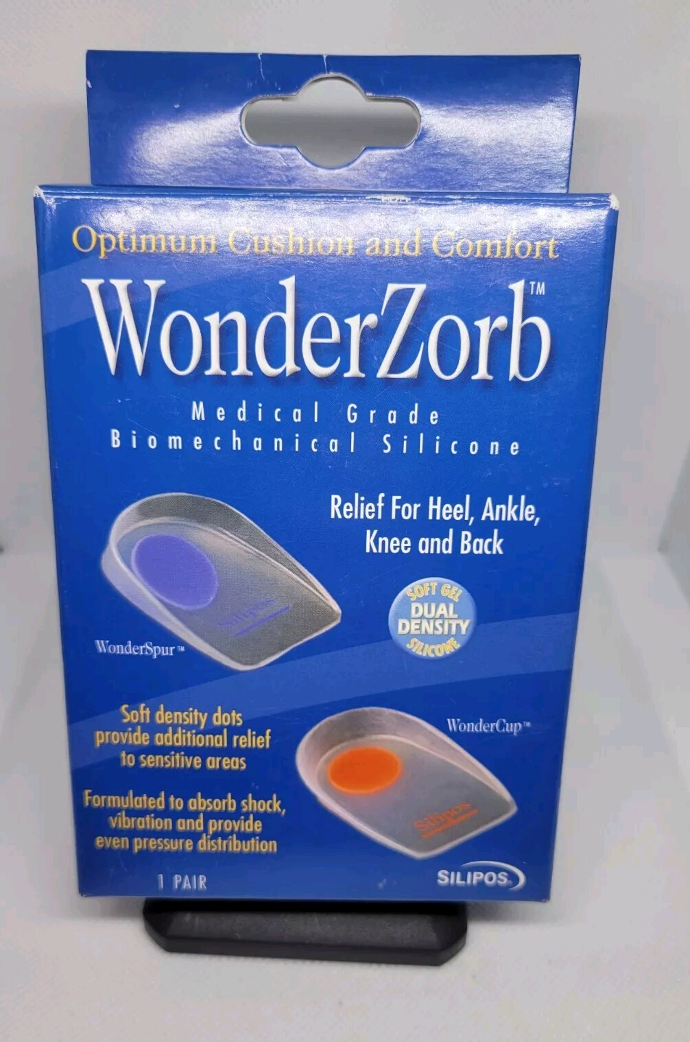 Silipos Wonder-Spur Soft Silicone Heel Cups Blue 1 pair/pkg – Medium #4501 NOS