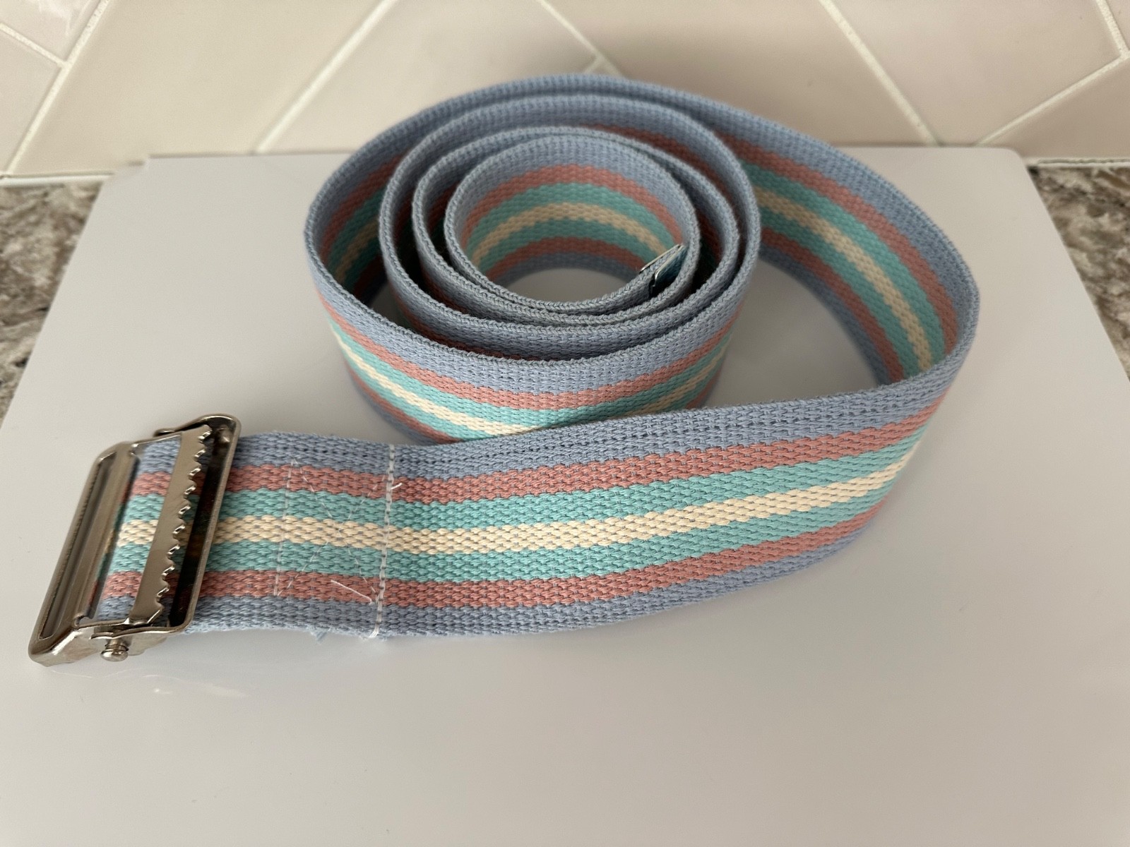 NEW DeRoyal Gait Belt Heavy Duty Universal Rainbow Pastel Stripe Therapy 56″