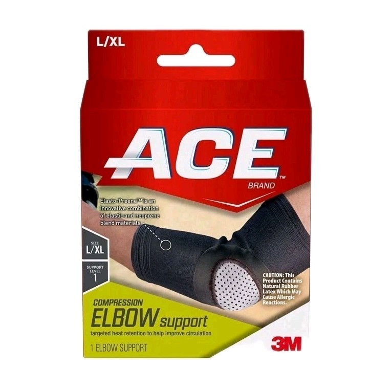 ACE Elbow Compression Support Adjustable Size (Black)