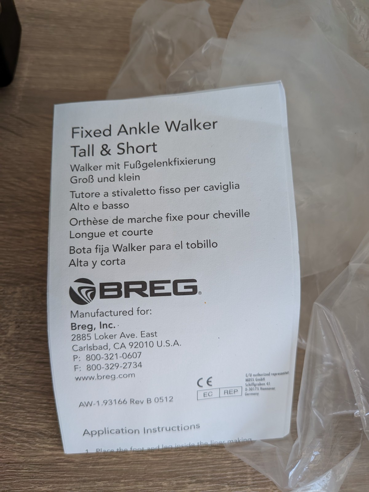 Breg Walker Ankle Fixed Tall Walking Boot XL BLACK 00065 Adjustable Straps