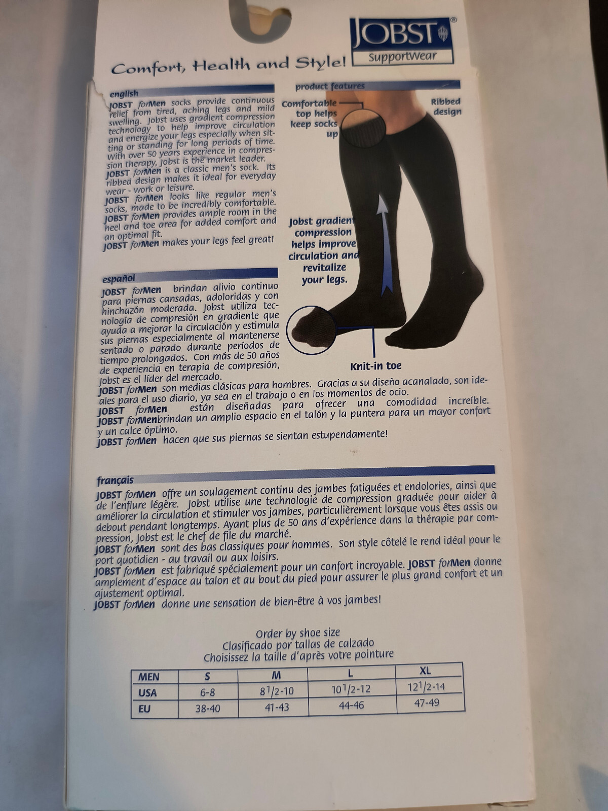 Jobst For Men Compression Knee Socks 8-15 mm Hg X Large White