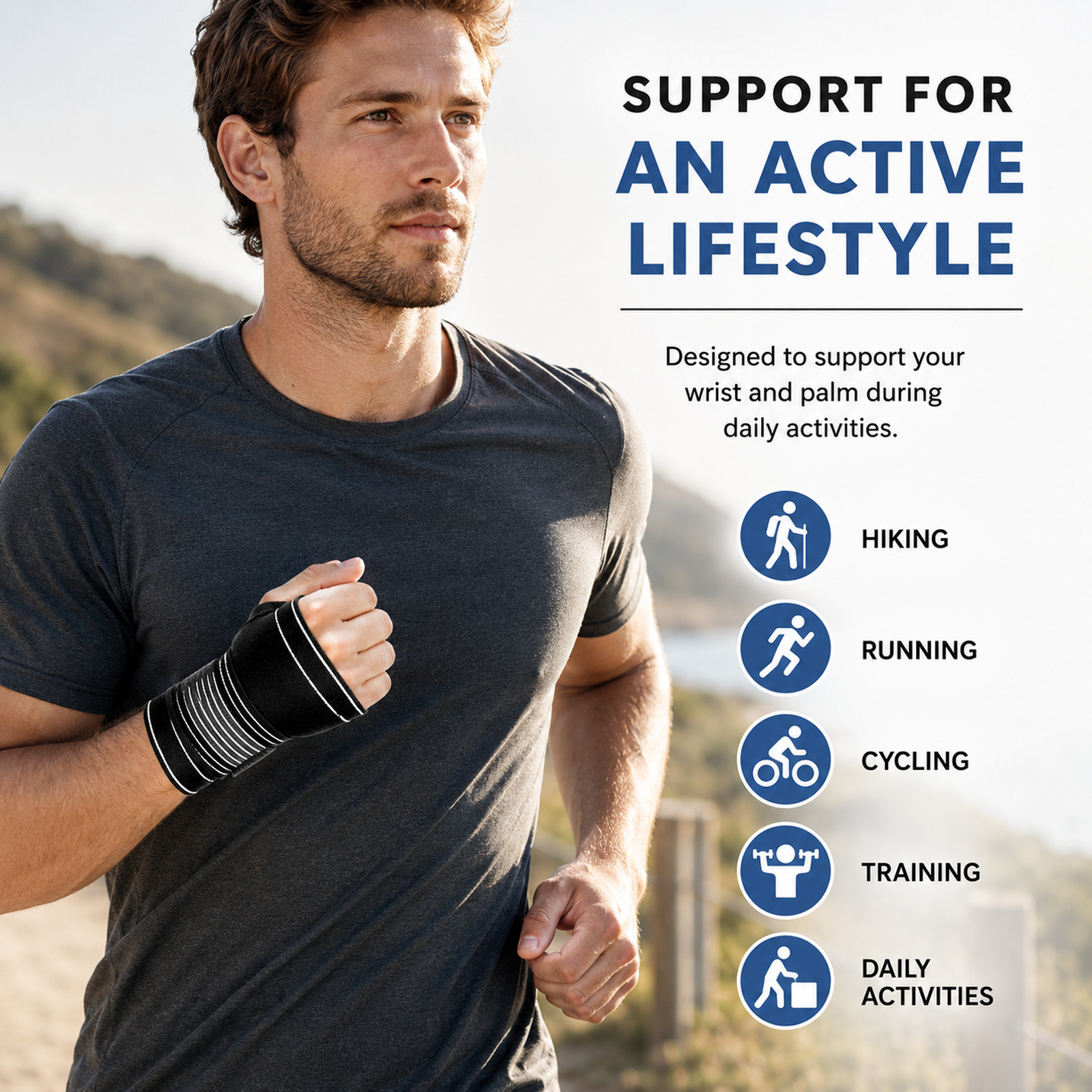 Premium Adjustable Palm & Wrist Support Compression Wrap Thumb Brace Sports Gym