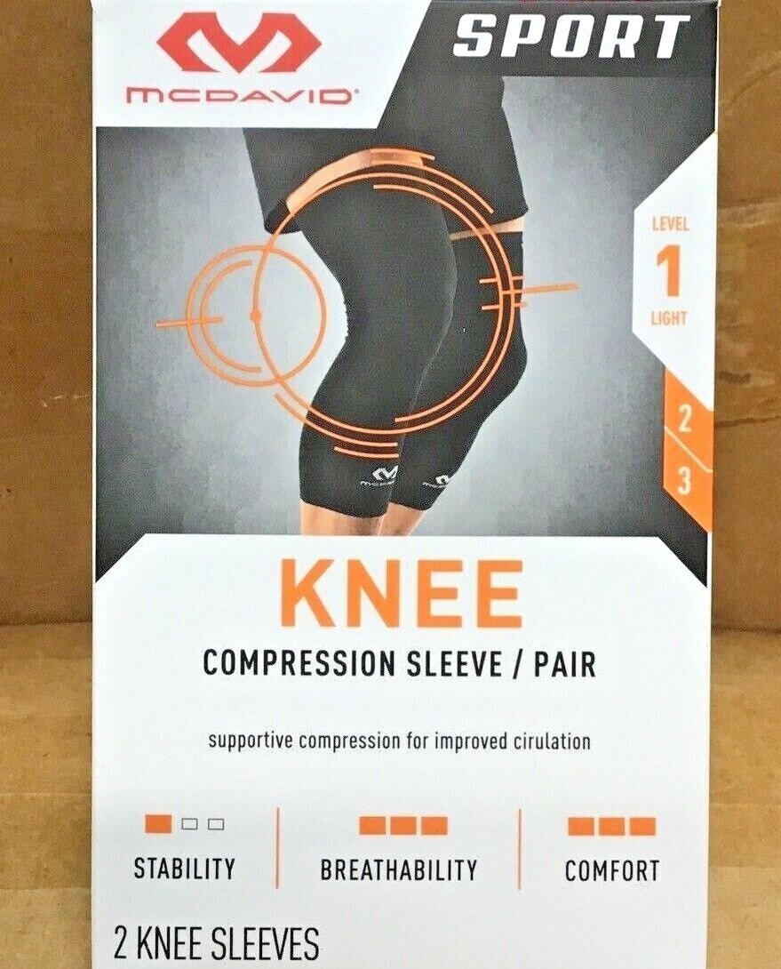 McDavid Sport Knee Compression Sleeve Pair Black Level 1
