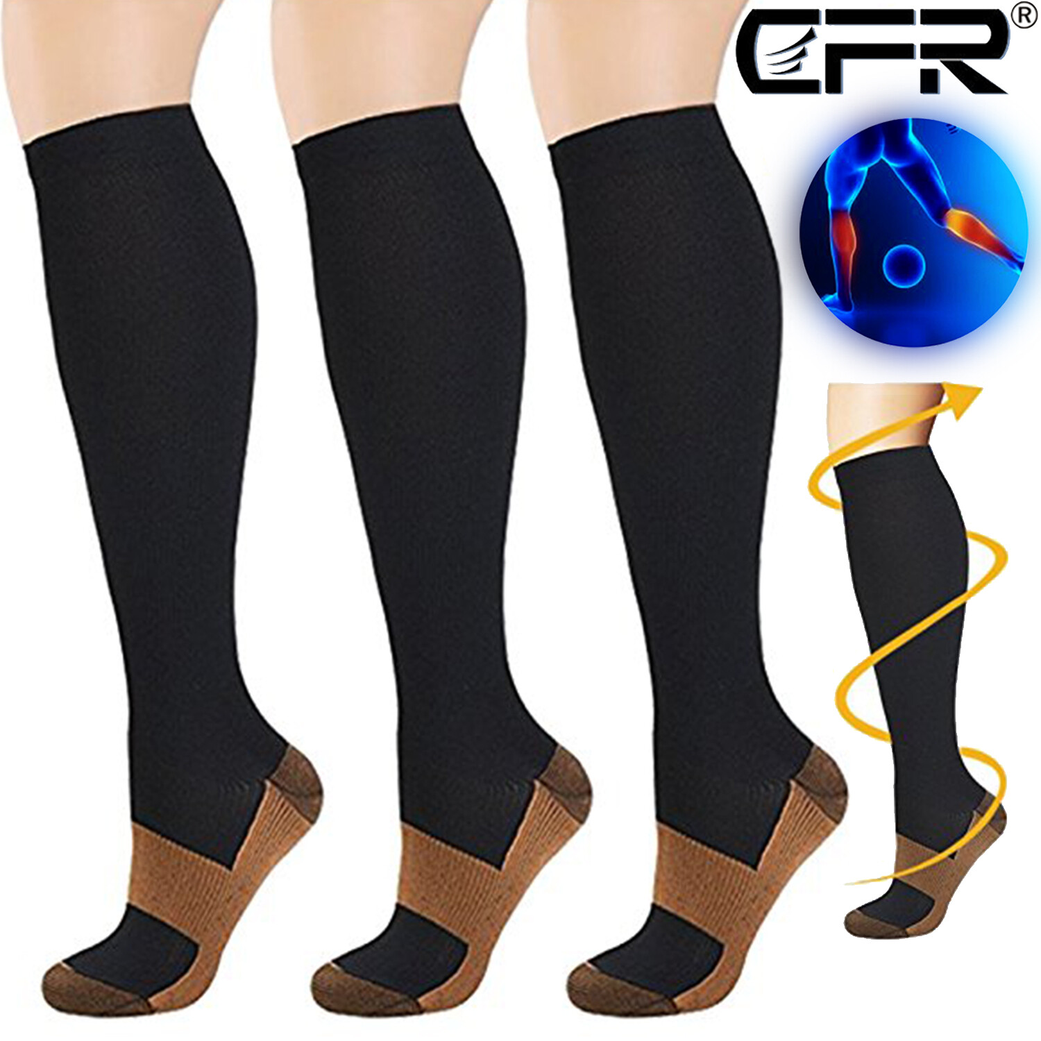 Compression Socks Copper Medical Stockings Travel Running Anti Fatigue 20-30mmHg