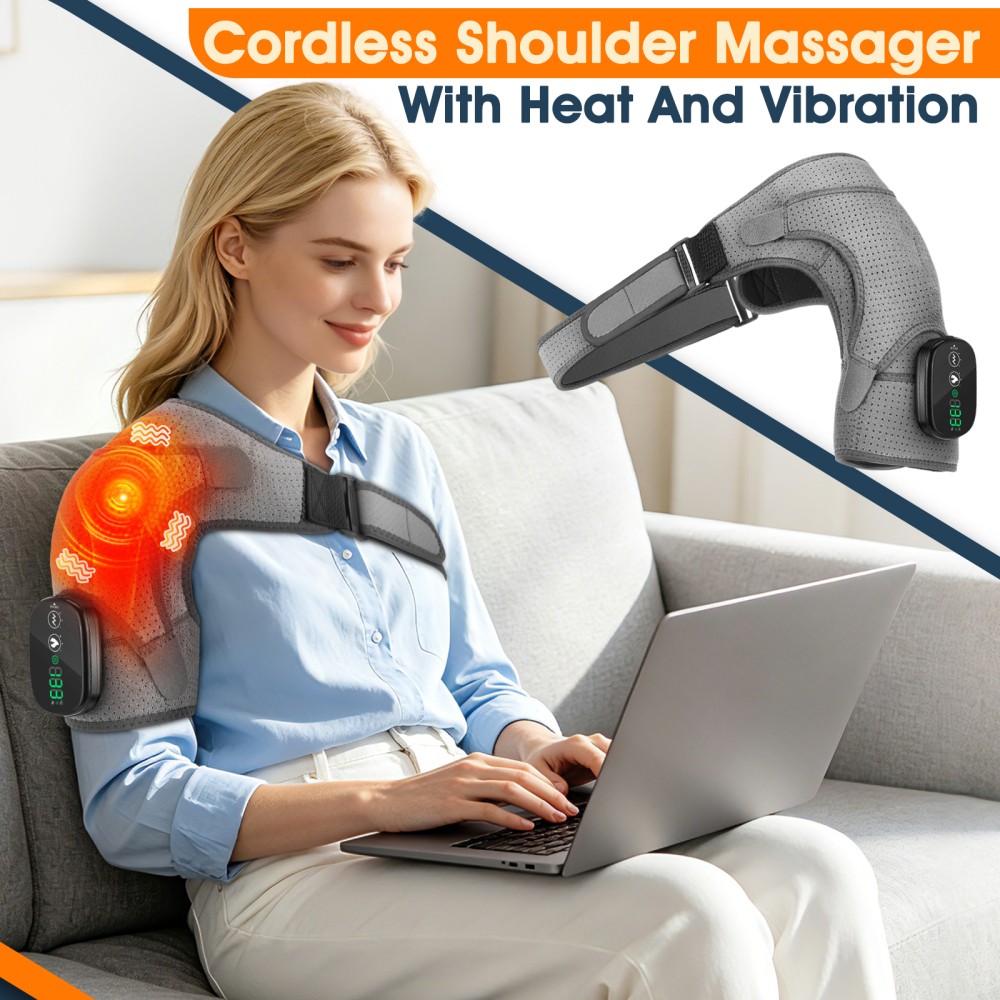 1-4x Heating Shoulder Wrap Vibration Massager Electric Heated Shoulder Support
