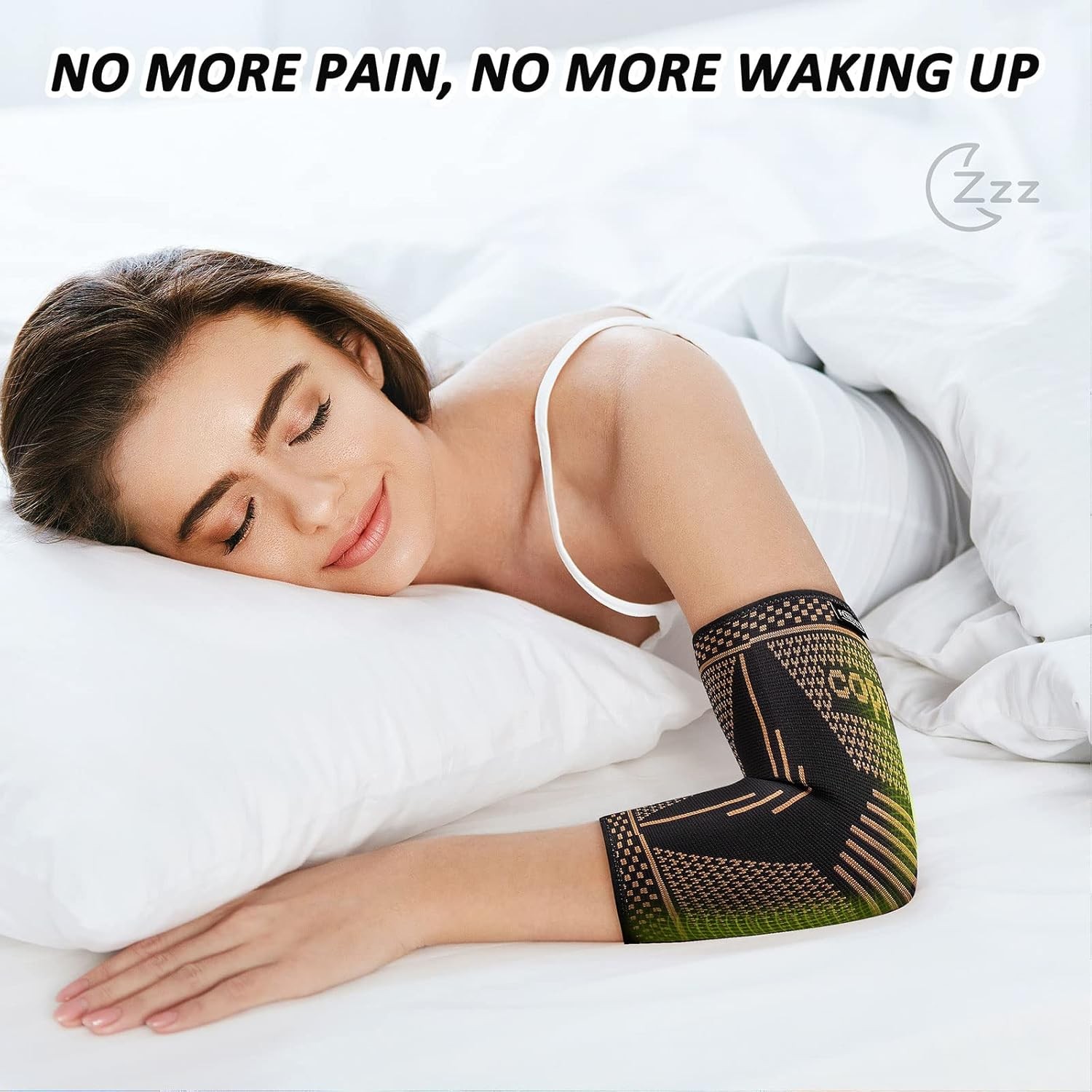 2*Copper Elbow Brace Compression Sleeves for Pain Relief Arm Support Forearm Pad