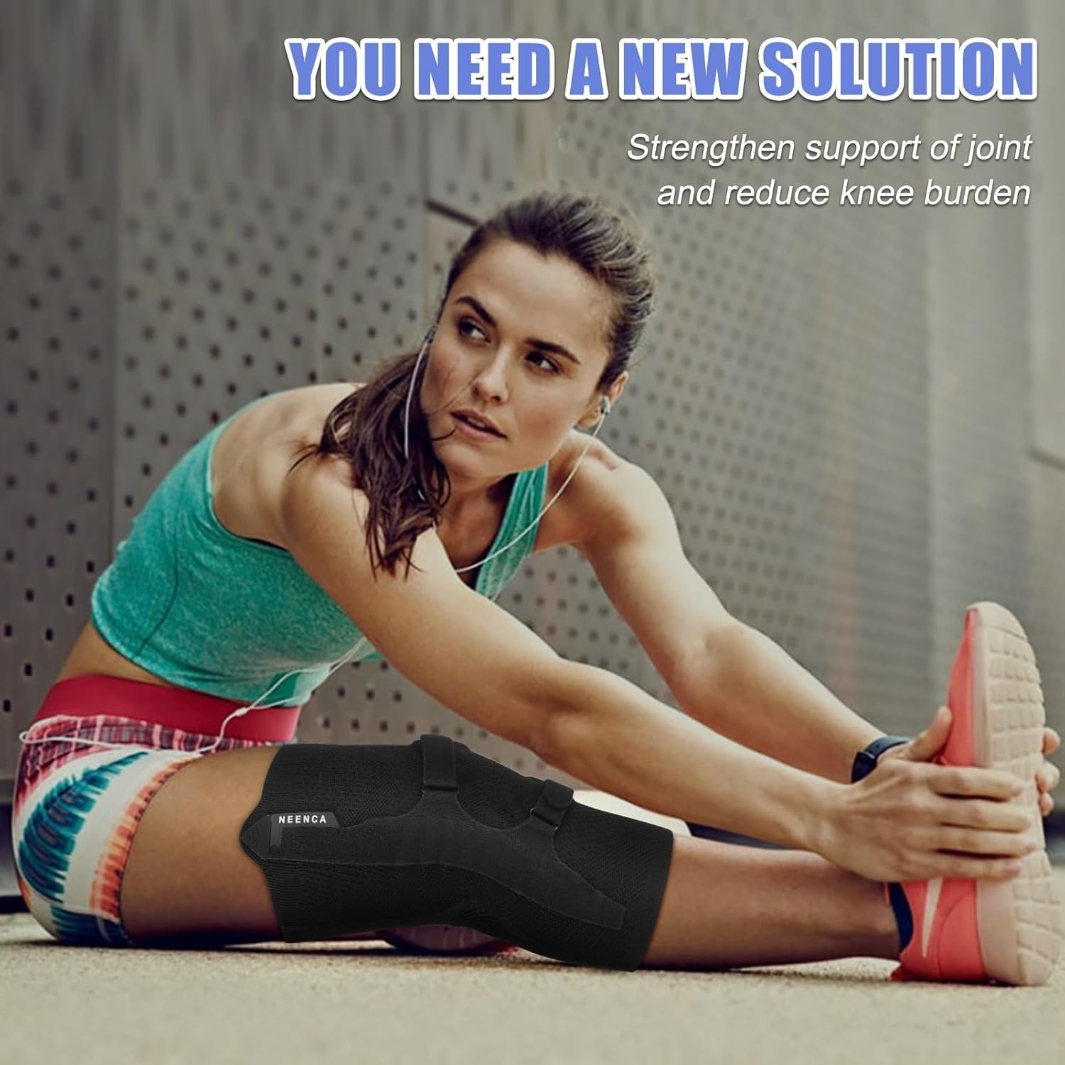 Knee Support Sleeve with Patella Strap, Non-Slip Stabilizers for Injury Recovery