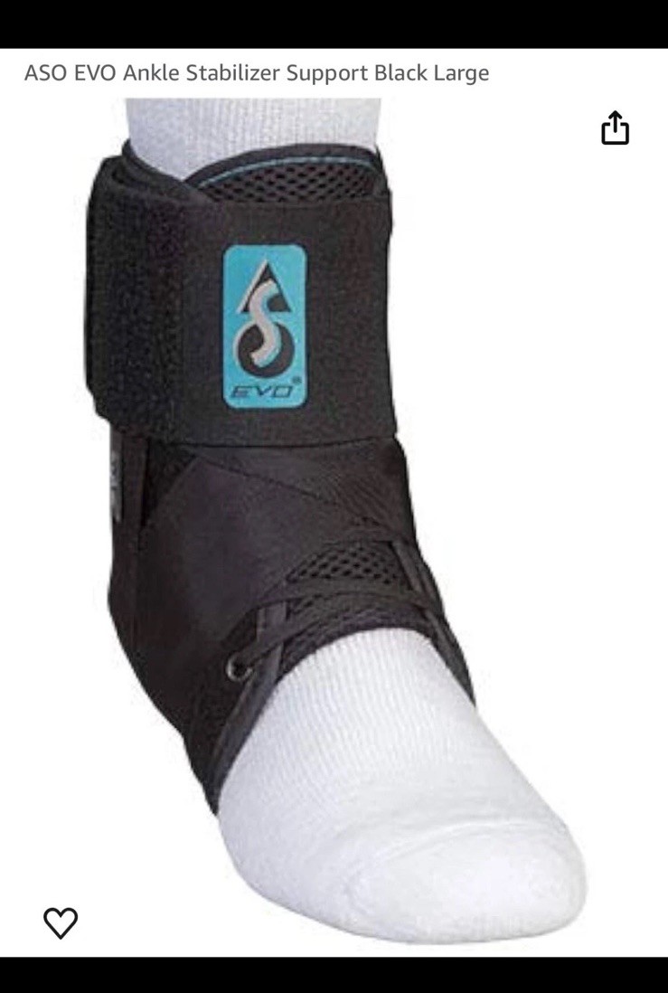 ASO Ankle Stabilizer Support Black Med Spec Size Large Adjustable A-3