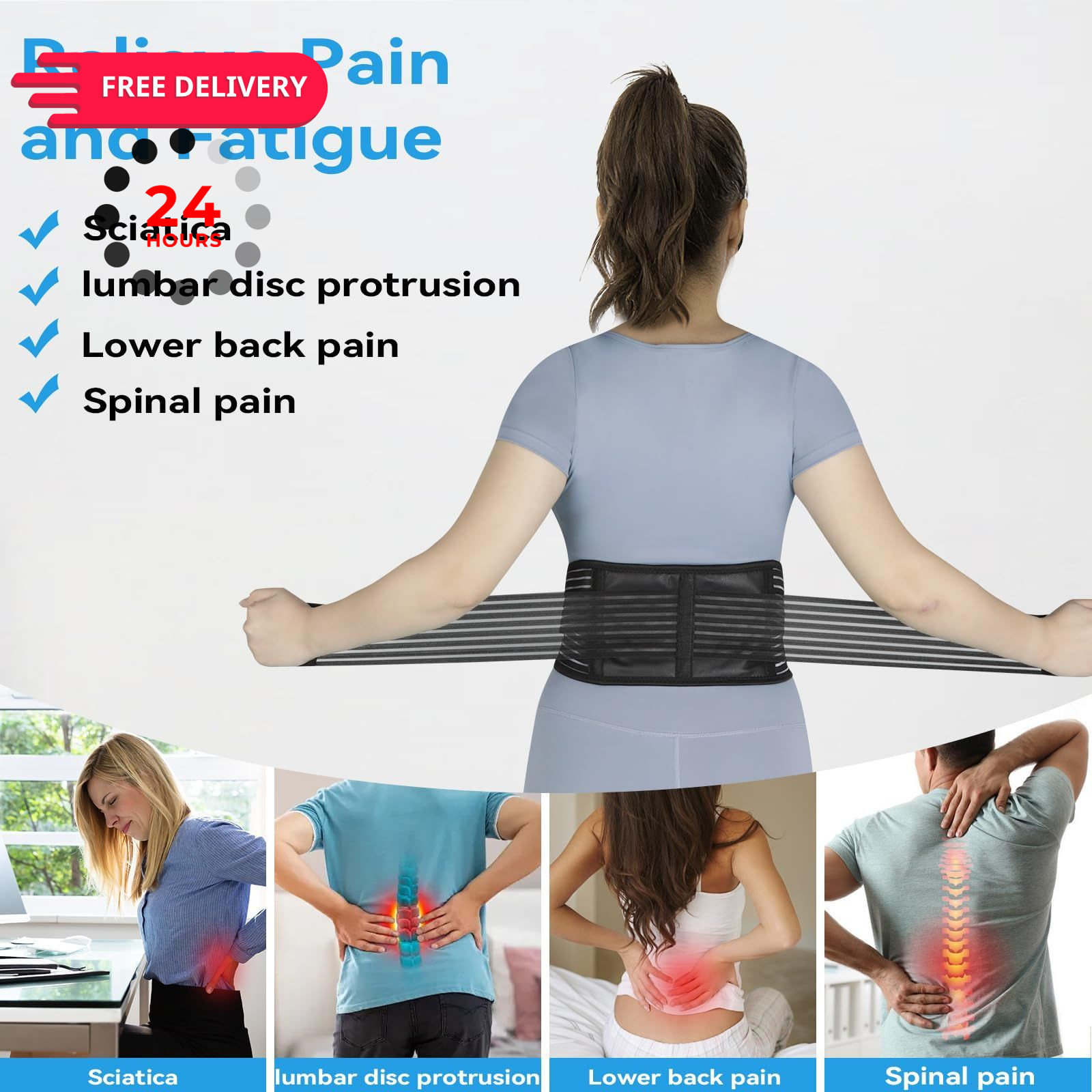 KkaFFe Back Support with Magnet, Tourmaline Magnetic X-Large, Black-1