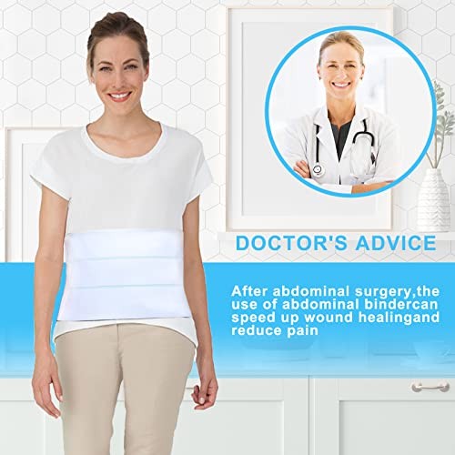 Abdominal Binder Post Surgery for Men and Women, 30″-45″ (M) White – 3 Panel