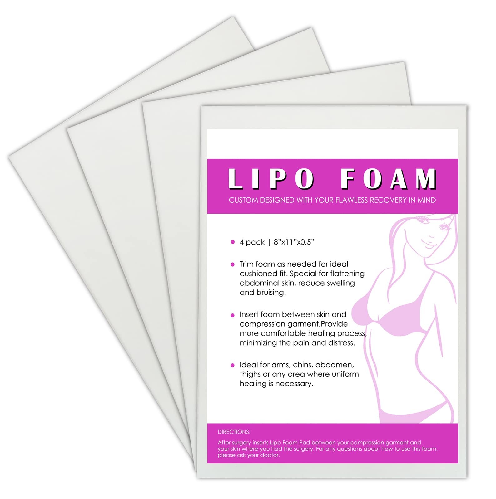 4 Pack Lipo Foam Post-surgical Ab Board Flattening Abdominal Compression Boar…