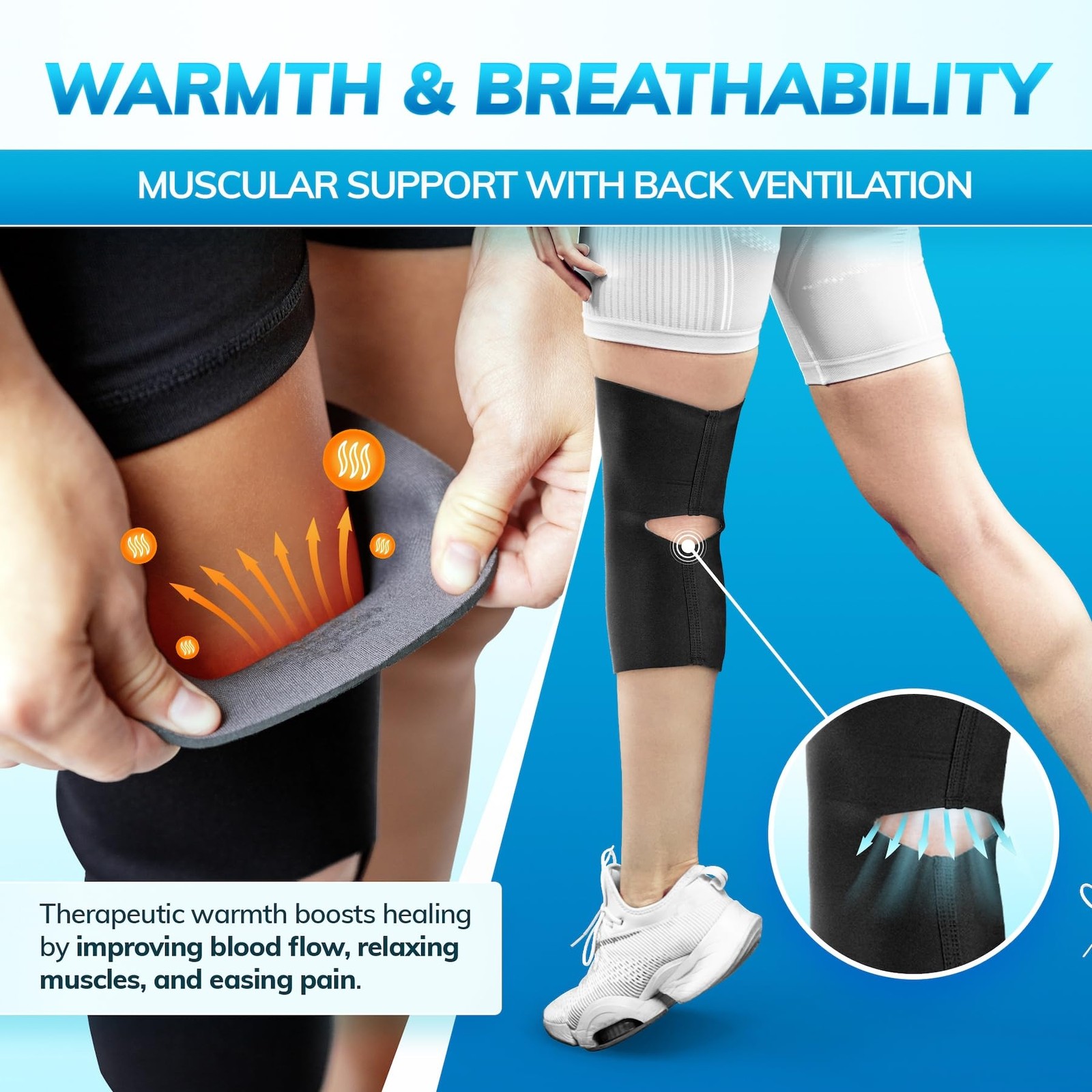 BraceAbility Open Patella/Open Back Neoprene Knee Sleeve Water-Resistant