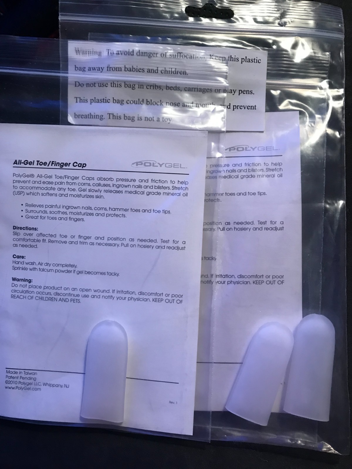 All Gel Toe / Finger Cap: POLYGEL: SIZE- S/M I HAVE 3 CAPS.