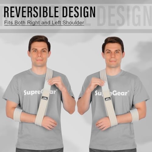 Arm Sling, Adjustable Arm Support Strap, Lightweight Shoulder Immobilizer Grey