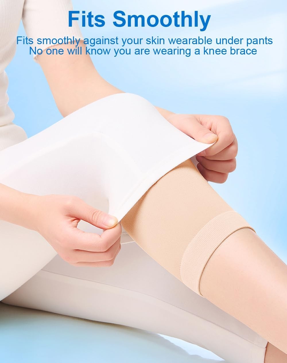 1 Pair Knee Compression Sleeves for Women & Men, Lightweight Thin Knee Sleeves f