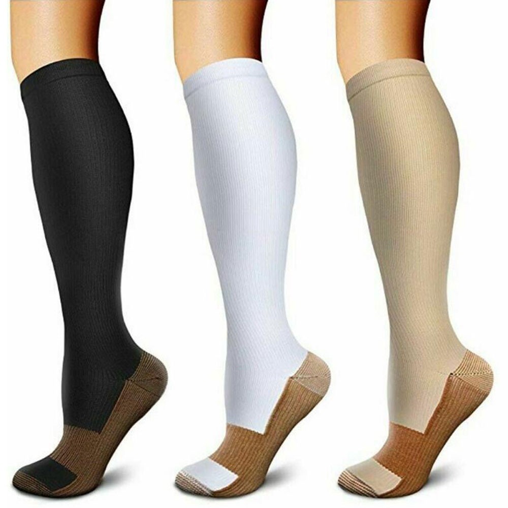 3/6 Packs Copper Compression Socks 20-30mmHg Graduated Support for Men Women