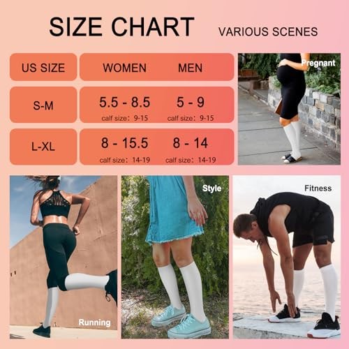 Women’s Circulation Compression Socks – Best Small – Medium 03 – White